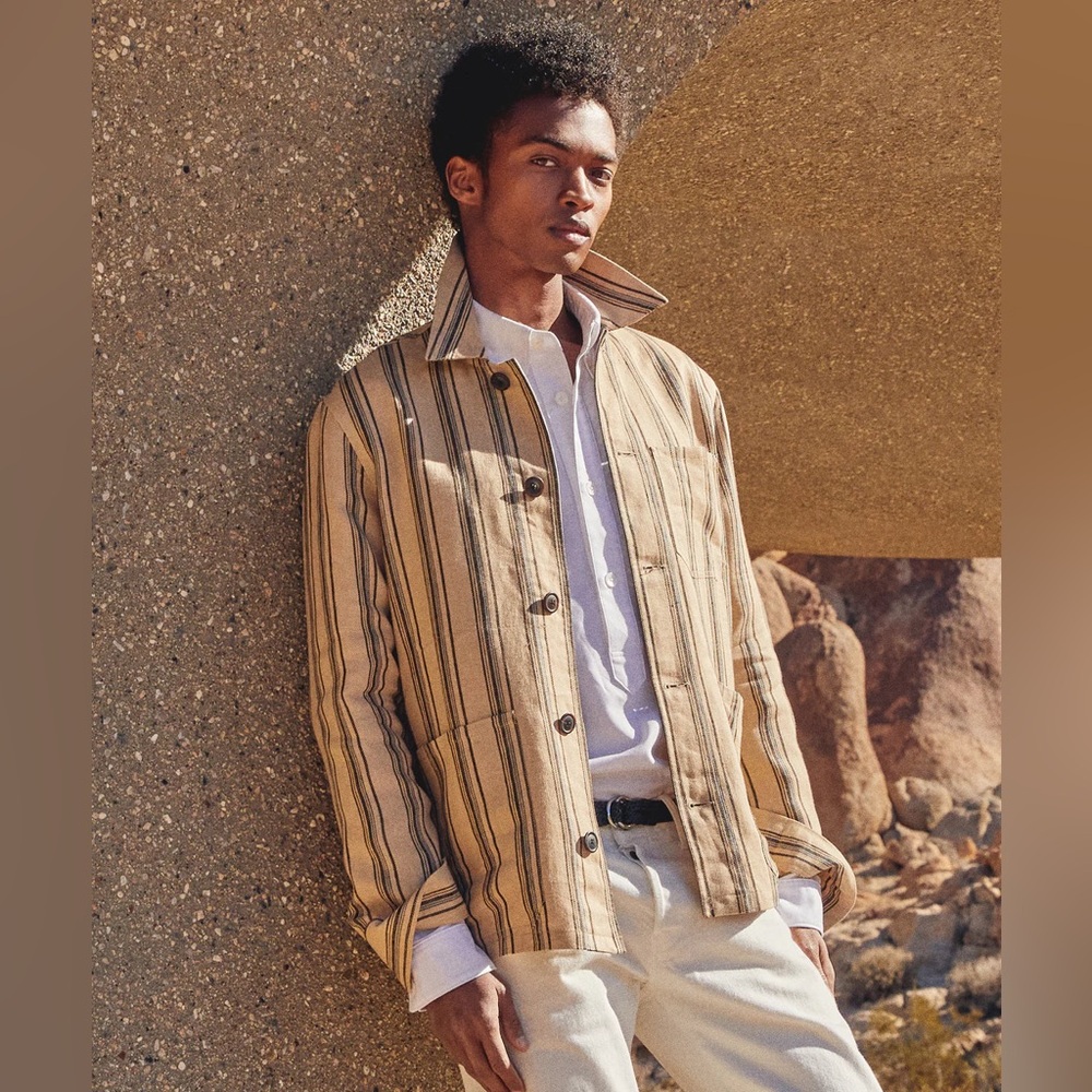 NWT Todd Snyder Summer Linen Stripe Chore Coat Shirt Jacket Small $500++